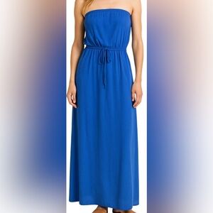 J. Crew Blue Strapless Dress with Tie Front and Pockets! xxs